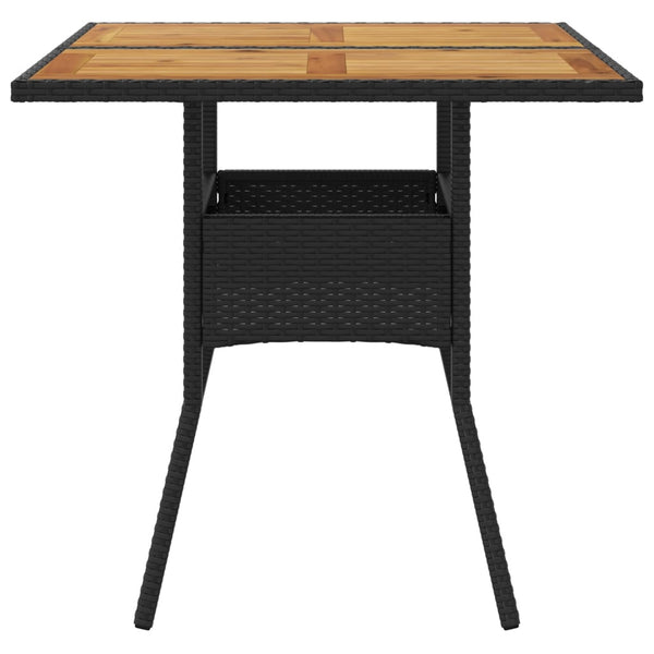 Schwarzer Gartentisch aus Akazienholz und Polyrattan Actiunea 80x80x75cm
