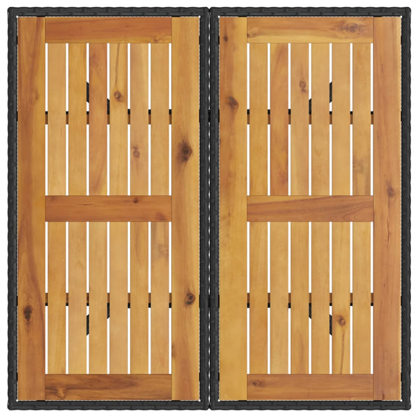 Schwarzer Gartentisch aus Akazienholz und Polyrattan Actiunea 80x80x75cm