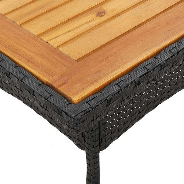 Schwarzer Gartentisch aus Akazienholz und Polyrattan Actiunea 80x80x75cm