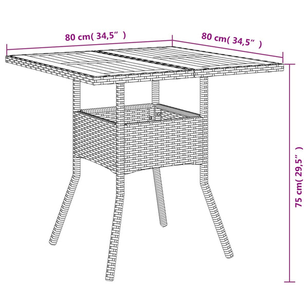 Schwarzer Gartentisch aus Akazienholz und Polyrattan Actiunea 80x80x75cm