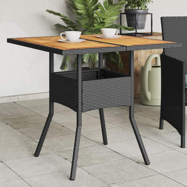 Schwarzer Gartentisch aus Akazienholz und Polyrattan Actiunea 80x80x75cm