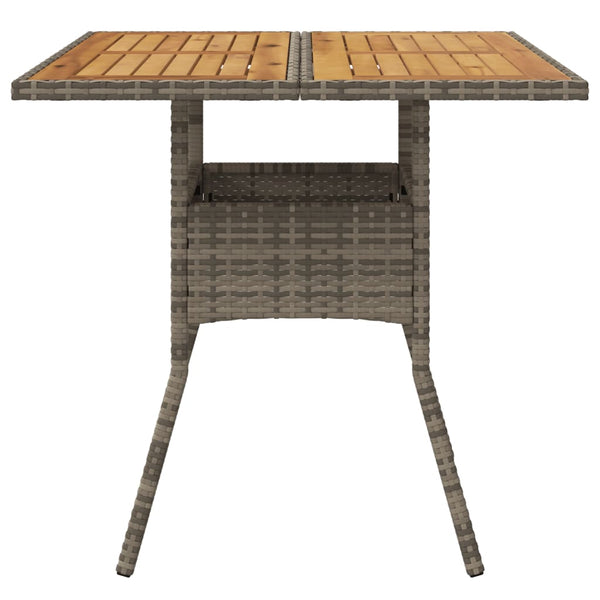 Harmaa puutarhapöytä Actiunea 80x80x75cm (akasiapuu ja polyrottinki)