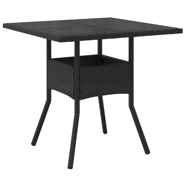Schwarzer Gartentisch Actiunea 80x80x75cm (Polyrattan mit Glasplatte)