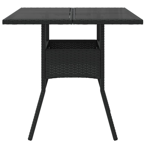 Schwarzer Gartentisch Actiunea 80x80x75cm (Polyrattan mit Glasplatte)