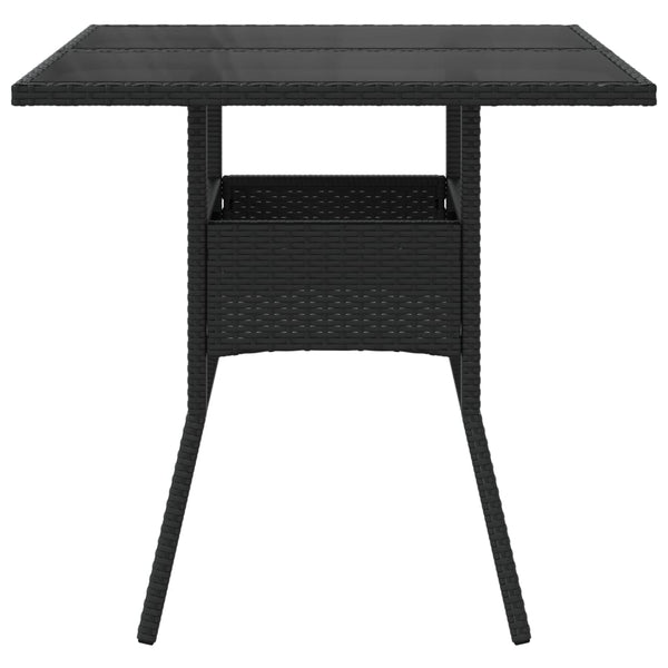 Schwarzer Gartentisch Actiunea 80x80x75cm (Polyrattan mit Glasplatte)