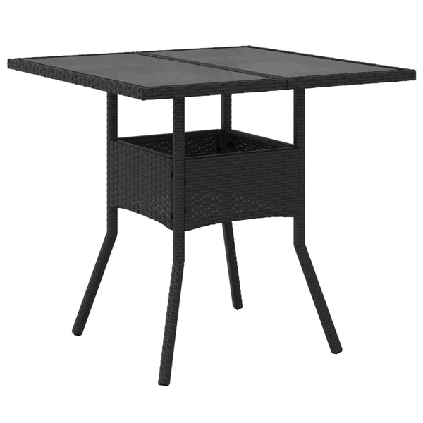 Schwarzer Gartentisch Actiunea 80x80x75cm (Polyrattan mit Glasplatte)