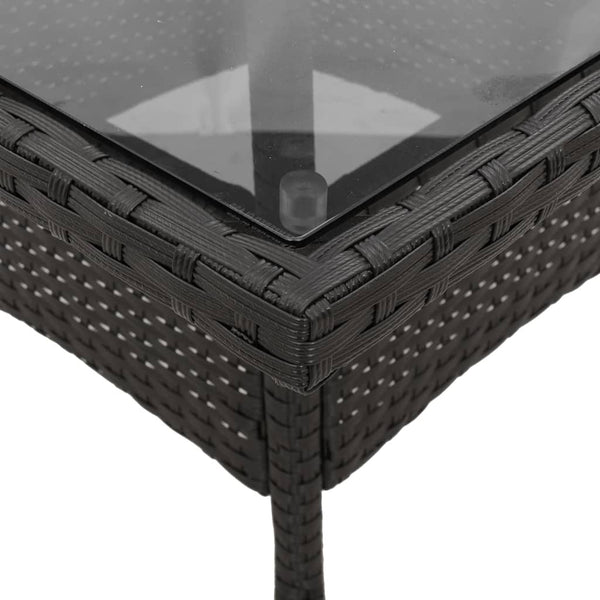 Schwarzer Gartentisch Actiunea 80x80x75cm (Polyrattan mit Glasplatte)