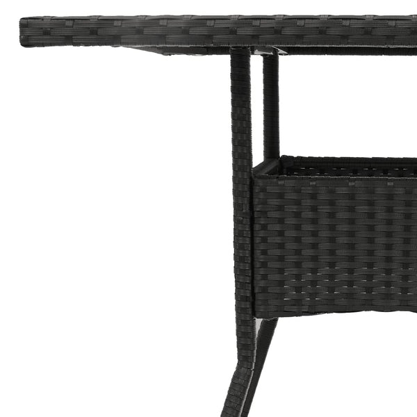 Schwarzer Gartentisch Actiunea 80x80x75cm (Polyrattan mit Glasplatte)