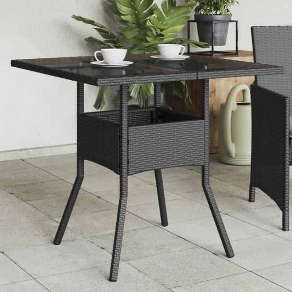 Schwarzer Gartentisch Actiunea 80x80x75cm (Polyrattan mit Glasplatte)