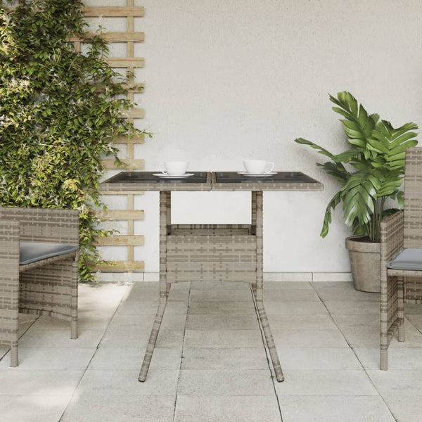 Grauer Gartentisch Actiunea 80x80x75cm (Polyrattan mit Glasplatte)