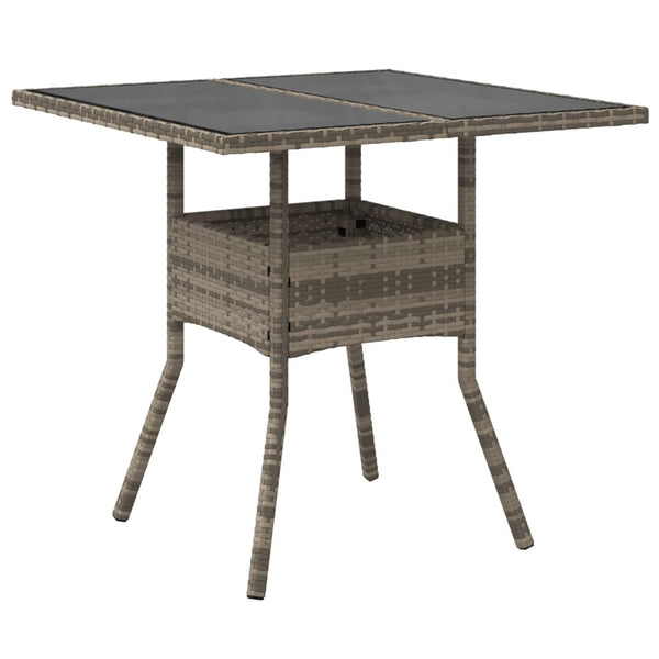 Grauer Gartentisch Actiunea 80x80x75cm (Polyrattan mit Glasplatte)