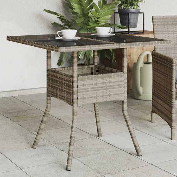 Grauer Gartentisch Actiunea 80x80x75cm (Polyrattan mit Glasplatte)