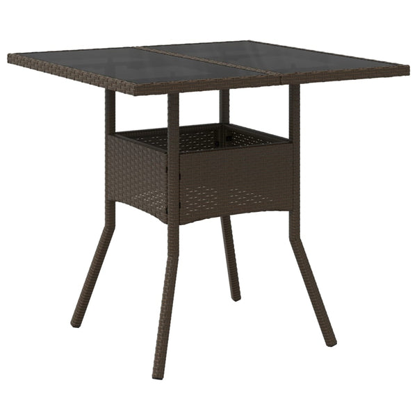 Brauner Gartentisch Actiunea 80x80x75cm (Polyrattan mit Glasplatte)