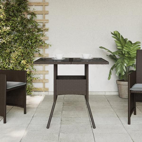 Brauner Gartentisch Actiunea 80x80x75cm (Polyrattan mit Glasplatte)