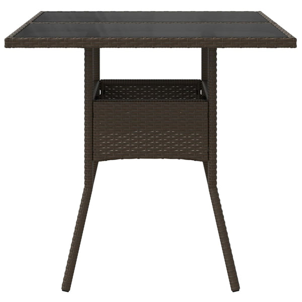 Brauner Gartentisch Actiunea 80x80x75cm (Polyrattan mit Glasplatte)