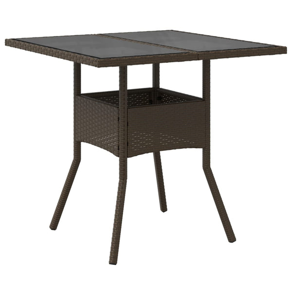 Brauner Gartentisch Actiunea 80x80x75cm (Polyrattan mit Glasplatte)