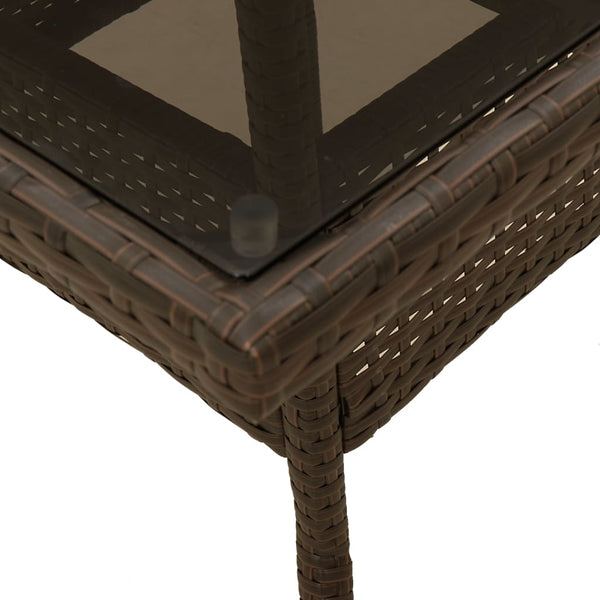Brauner Gartentisch Actiunea 80x80x75cm (Polyrattan mit Glasplatte)