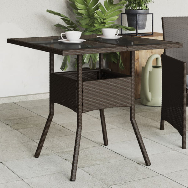Brauner Gartentisch Actiunea 80x80x75cm (Polyrattan mit Glasplatte)