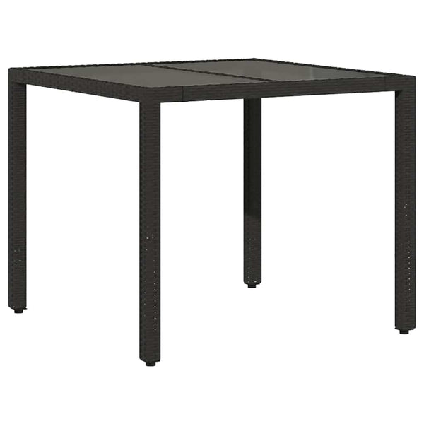 Musta puutarhapöytä Cian 90x90x75cm (lasilevyllä polyrottinki)