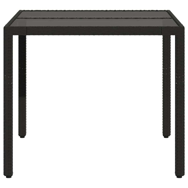 Musta puutarhapöytä Cian 90x90x75cm (lasilevyllä polyrottinki)