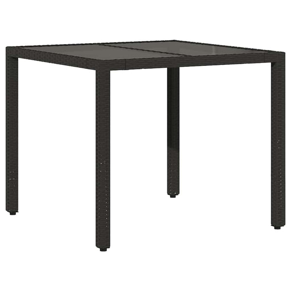 Musta puutarhapöytä Cian 90x90x75cm (lasilevyllä polyrottinki)