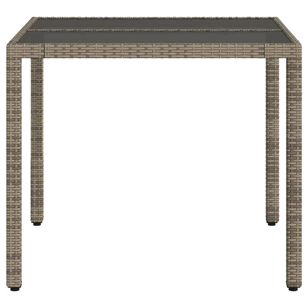Gartentisch Cian Grau 90x90x75cm (Polyrattan mit Glasplatte)