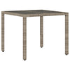 Gartentisch Cian Grau 90x90x75cm (Polyrattan mit Glasplatte)