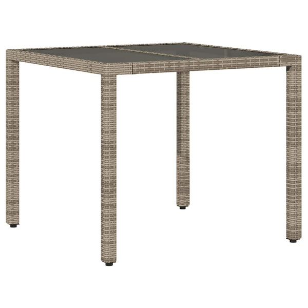 Gartentisch Cian Grau 90x90x75cm (Polyrattan mit Glasplatte)