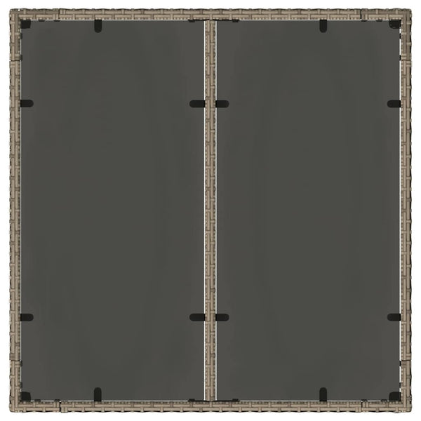 Gartentisch Cian Grau 90x90x75cm (Polyrattan mit Glasplatte)