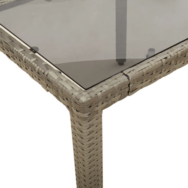 Gartentisch Cian Grau 90x90x75cm (Polyrattan mit Glasplatte)