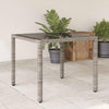 Gartentisch Cian Grau 90x90x75cm (Polyrattan mit Glasplatte)