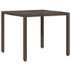Brauner Gartentisch Cian 90x90x75cm (Polyrattan mit Glasplatte)