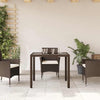 Brauner Gartentisch Cian 90x90x75cm (Polyrattan mit Glasplatte)