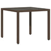 Brauner Gartentisch Cian 90x90x75cm (Polyrattan mit Glasplatte)