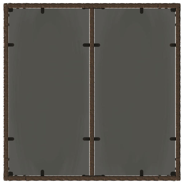 Brauner Gartentisch Cian 90x90x75cm (Polyrattan mit Glasplatte)