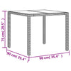Brauner Gartentisch Cian 90x90x75cm (Polyrattan mit Glasplatte)
