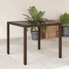 Brauner Gartentisch Cian 90x90x75cm (Polyrattan mit Glasplatte)