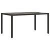 Schwarzer Gartentisch mit Glasplatte Marisela 150x90x75cm (Polyrattan)
