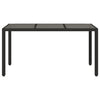 Schwarzer Gartentisch mit Glasplatte Marisela 150x90x75cm (Polyrattan)