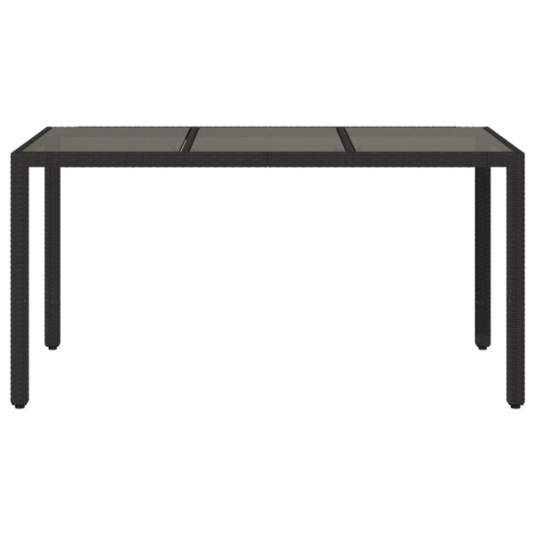 Schwarzer Gartentisch mit Glasplatte Marisela 150x90x75cm (Polyrattan)