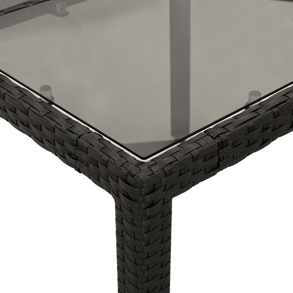 Schwarzer Gartentisch mit Glasplatte Marisela 150x90x75cm (Polyrattan)