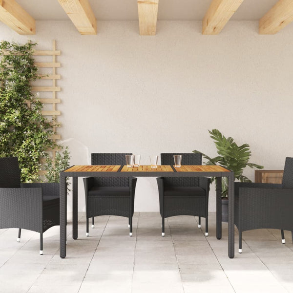 Musta puutarhapöytä akaasia pöytälevy Szobolcs 150x90x75cm (polyrottinki)