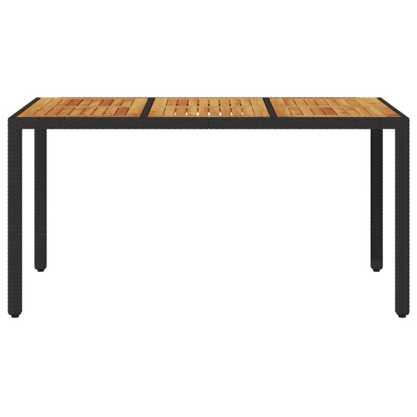 Musta puutarhapöytä akaasia pöytälevy Szobolcs 150x90x75cm (polyrottinki)
