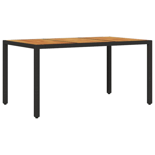 Musta puutarhapöytä akaasia pöytälevy Szobolcs 150x90x75cm (polyrottinki)