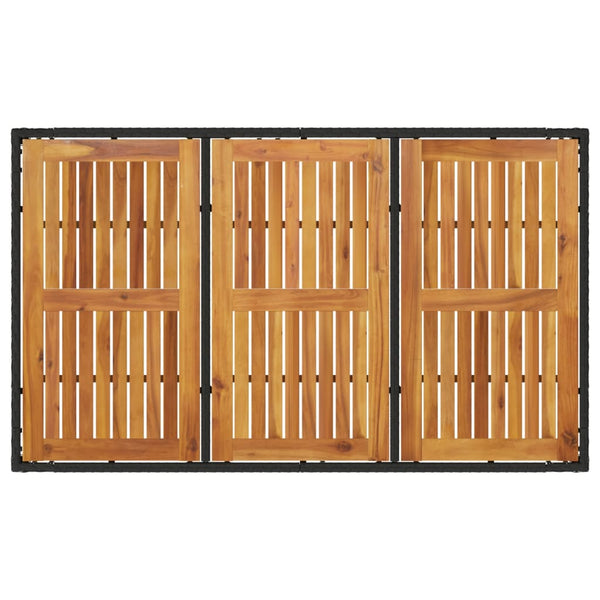 Musta puutarhapöytä akaasia pöytälevy Szobolcs 150x90x75cm (polyrottinki)