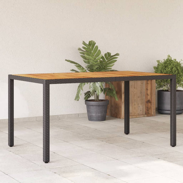 Musta puutarhapöytä akaasia pöytälevy Szobolcs 150x90x75cm (polyrottinki)