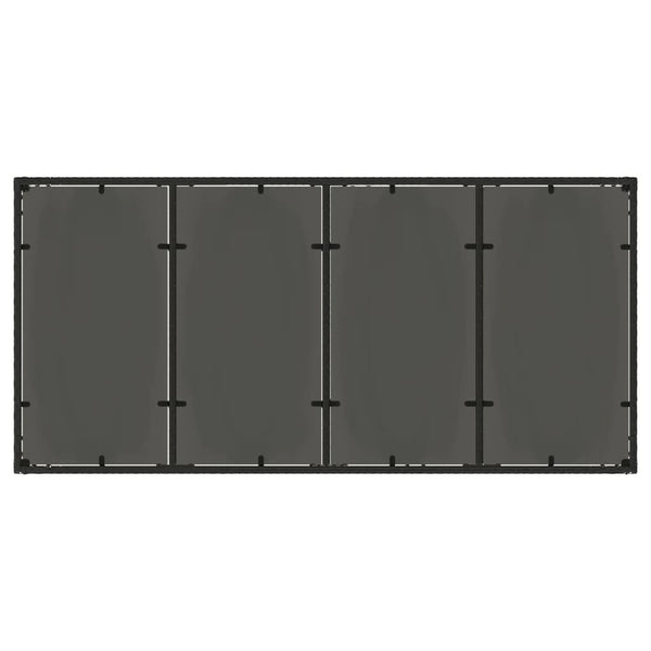 Schwarzer Gartentisch mit Glasplatte Rovelino 190x90x75cm (Polyrattan)