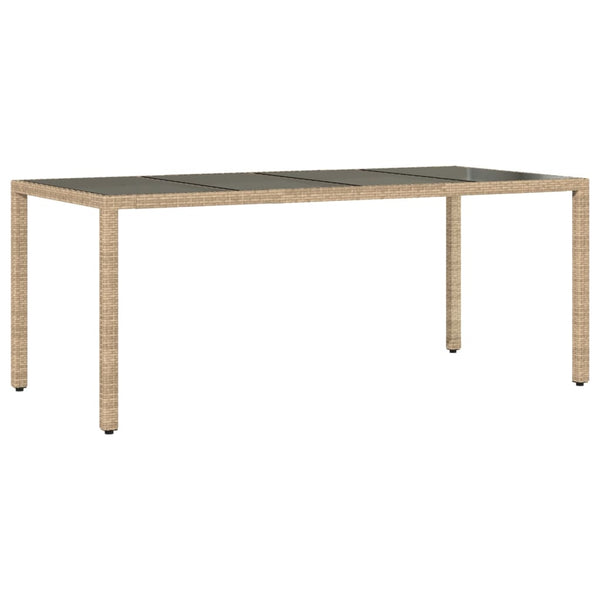 Beigefarbener Gartentisch Rovelino 190x90x75cm (Polyrattan)