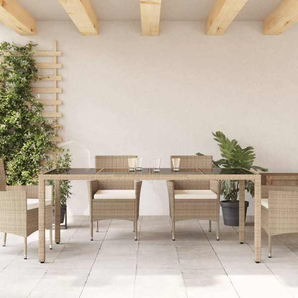 Beigefarbener Gartentisch Rovelino 190x90x75cm (Polyrattan)