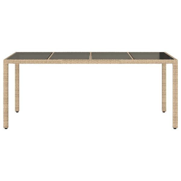 Beigefarbener Gartentisch Rovelino 190x90x75cm (Polyrattan)